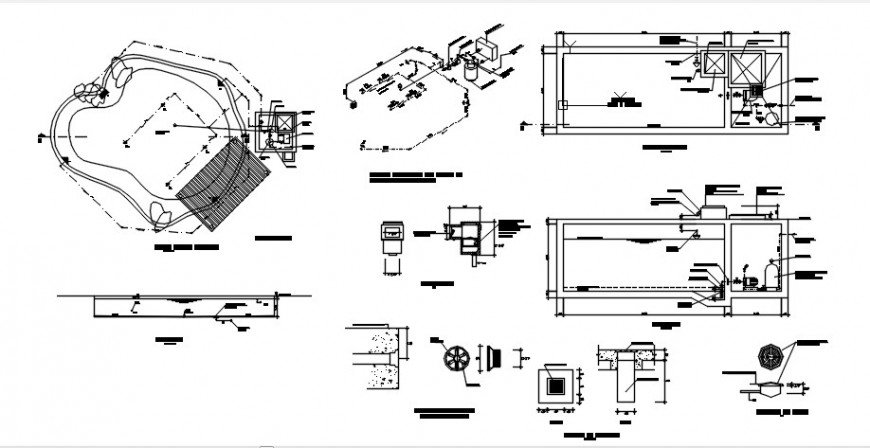 CAD construction details of water tank 2d view dwg file